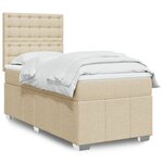 vidaXL Sommier à lattes de lit et matelas Crème 90x190 cm Tissu