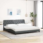 vidaXL Lit avec matelas gris foncé 200x200 cm tissu