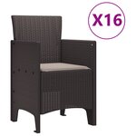 Ensemble de salle à manger de jardin de 17 pièces avec coussins Marron Poly Rattan