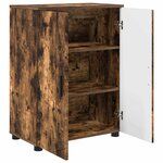 vidaXL Cabinet de salle de bain avec porte Chêne fumé 60 x 35 x 80 cm