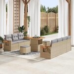vidaXL Ensemble de canapé de jardin 10 Pièces Beige Poly rotin