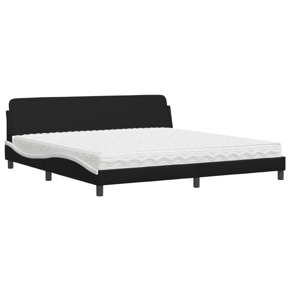 vidaXL Lit avec matelas Dover noir et blanc 200x200 cm similicuir
