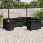 vidaXL Salon de jardin 10 Pièces avec coussins noir résine tressée