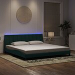 vidaXL Cadre de lit avec lumières LED vert foncé 200x200 cm velours