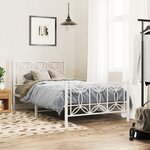 vidaXL Cadre de lit métal sans matelas et pied de lit blanc 107x203 cm