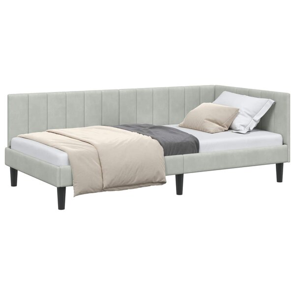vidaXL Cadre de lit d'angle Gris clair 90 cm x 200 cm Velours