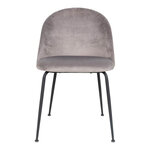 2 chaises de salle à manger en velours gris avec pieds noirs