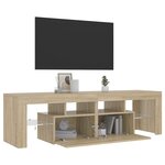 vidaXL Meuble TV avec lumières LED Chêne sonoma 140x36 5x40 cm