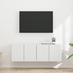 vidaXL Meuble TV mural 2 Pièces Blanc 59 5 x 31 x 40 cm Bois d'ingénierie
