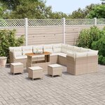 vidaXL Ensemble de canapé de jardin 14 Pièces Beige et crème polyrotin
