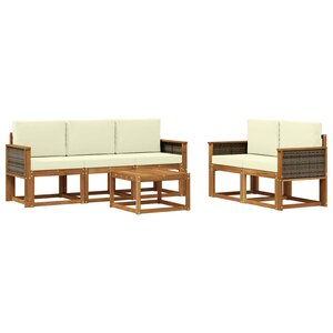 vidaXL Ensemble de canapés d'extérieur 6 pc Naturel et Crème