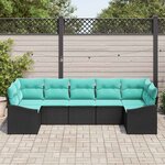 vidaXL Ensemble de Canapés avec coussin 7 Pièces Noir polyrotin