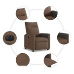vidaXL Fauteuil inclinable électrique Marron Tissu