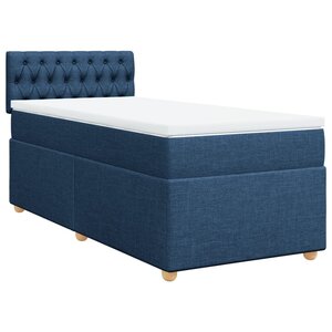 vidaXL Sommier à lattes de lit avec matelas Bleu 100x200 cm Tissu