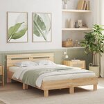 vidaXL Cadre de lit avec tête de lit et LED chêne sonoma 135x190 cm