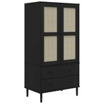 vidaXL Garde-robe SENJA aspect rotin noir 90x55x175 cm bois massif pin
