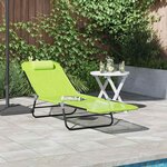 vidaXL Chaise longue pliante 1-personne Vert 182 x 55 x 85 5 cm Métal