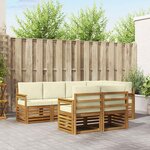vidaXL Ensemble de canapés d'extérieur 7 pc Naturel et Crème Polyester