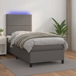 vidaXL Sommier à lattes de lit avec matelas et LED Gris 100x200 cm