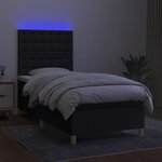 vidaXL Sommier à lattes de lit et matelas et LED Noir 90x200 cm Tissu