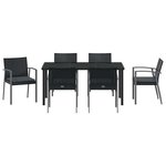 vidaXL Ensemble de salle à manger pour jardin 7 Pièces Noir Poly rotin