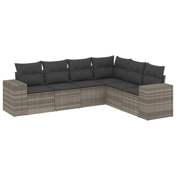 vidaXL Salon de jardin 6 Pièces avec coussins gris clair résine tressée