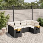 vidaXL Salon de jardin 6 Pièces avec coussins noir résine tressée