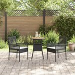 vidaXL Ensemble de Salle à Manger de Jardin de 3 Pièces Noir Poly Rattan