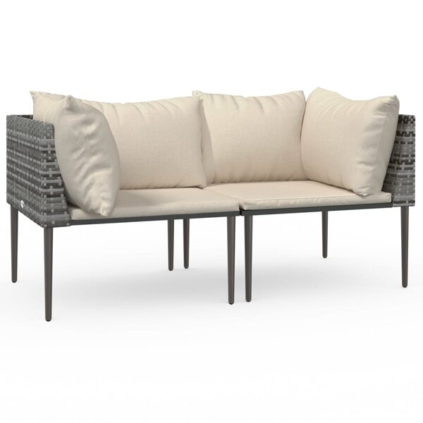 vidaXL Canapés d'angle de jardin et coussins 2 Pièces gris résine tressée