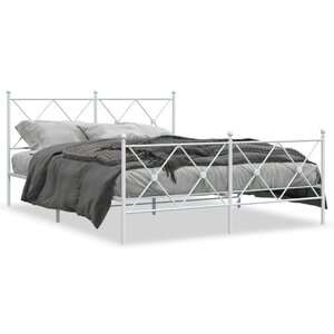 vidaXL Cadre de lit métal sans matelas et pied de lit blanc 150x200 cm