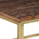 vidaXL Table basse doré acier inoxydable et bois de mélèze massif