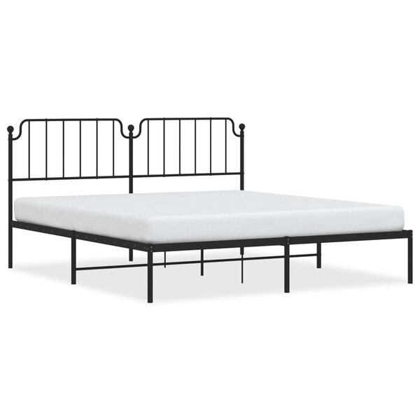 vidaXL Cadre de lit métal avec tête de lit noir 180x200 cm