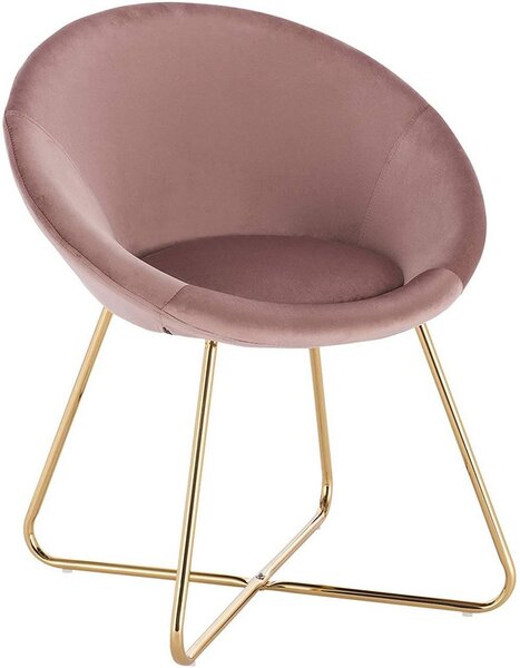 Chaise de cuisine en velours et pieds métal rose 19_0000115
