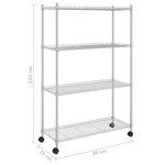 vidaXL Étagère de rangement 4 niveaux et roues 90x35x142 cm chrome