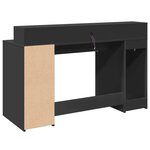 Bureau table poste de travail meuble d'ordinateur informatique étude avec lumières LED 140 x 55 x 91 cm bois d'ingénierie noir 02_0023429