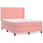 vidaXL Sommier à lattes de lit avec matelas Rose 140x190 cm Velours