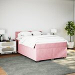 vidaXL Sommier à lattes de lit avec matelas Rose 160x200 cm Velours