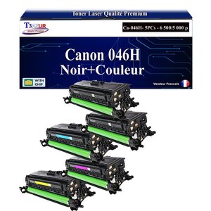 T3AZUR - Lot de 5 Toners compatibles avec Canon 046H pour Canon MF-732Cdw  MF-734Cdw  MF-735Cx (Noir+Couleur)