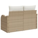 Canapé de jardin 2 places vidaXL avec rangement et coussins en poly rattan beige