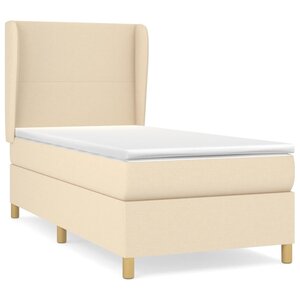 vidaXL Sommier à lattes de lit avec matelas Crème 90x200 cm Tissu