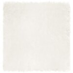 vidaXL Tapis en fausse Tafalla Blanc 120 x 120 cm Polyester