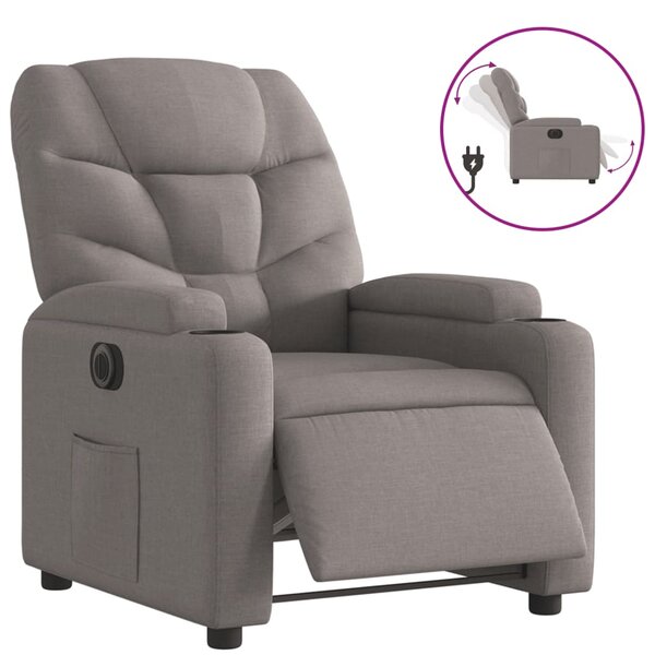 vidaXL Fauteuil inclinable électrique Taupe Tissu