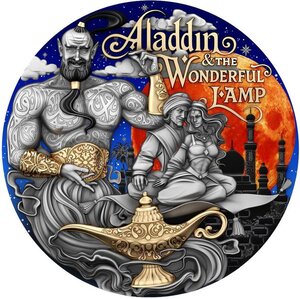 Monnaie ALADDIN AND THE WONDERFUL LAMP Fabulous Stories 2 Oz Argent 5$ Niue 2025 (PRÉCOMMANDE)