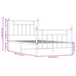 vidaXL Cadre de lit métal sans matelas avec pied de lit blanc 80x200cm