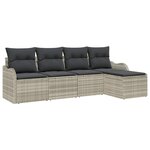 vidaXL Ensemble de canapé de jardin 5 Pièces Gris clair Poly rotin