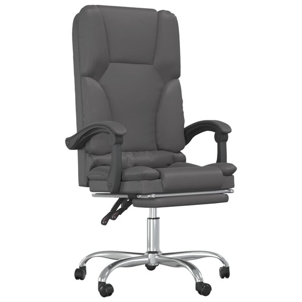 vidaXL Fauteuil de massage inclinable de bureau Gris Similicuir