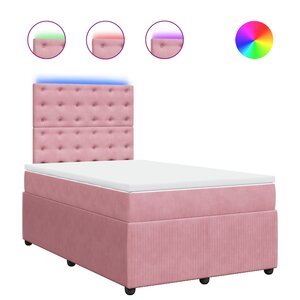 vidaXL Sommier à lattes de lit avec matelas rose 120x190 cm velours