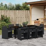 vidaXL Ensemble de salle à manger de jardin de 9 pièces avec coussins en rattan poly noir