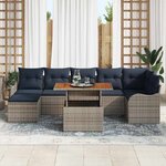 vidaXL Ensemble de canapé de jardin 8 Pièces gris et bleu marine