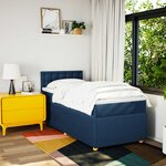 vidaXL Sommier à lattes de lit avec matelas Bleu 90x200 cm Tissu